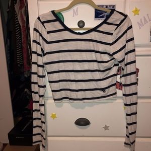 Striped Abercrombie and Fitch long sleeve crop top